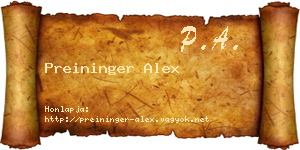 Preininger Alex névjegykártya